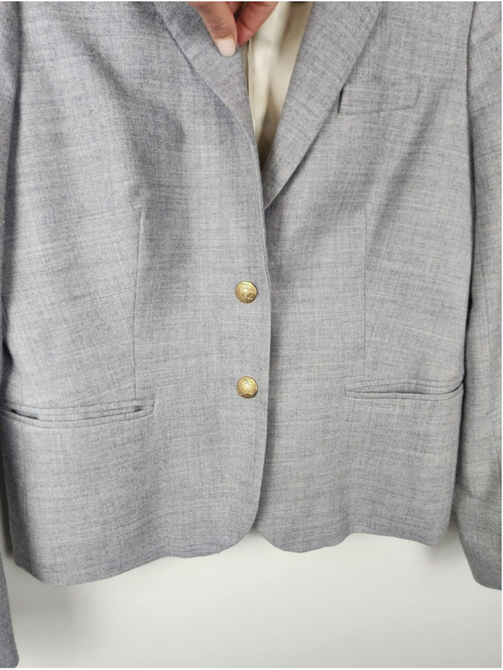J Crew Lightweight Wool Blend Gray Two Button Blazer Size 12 Prep Preppy Office - Picture 4 of 16